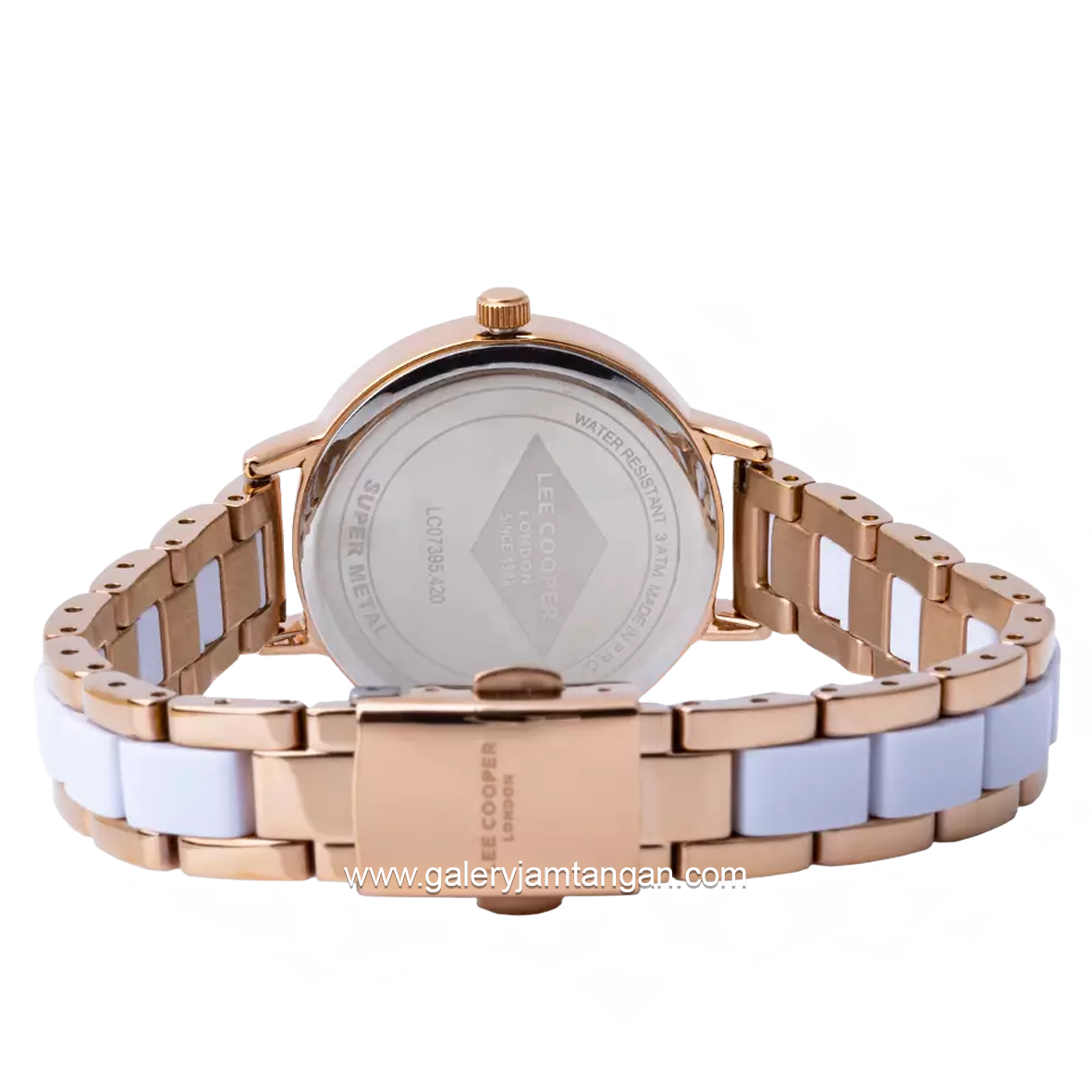 LEE COOPER LC07395.420 Women's Watch White Rosegold Dial White