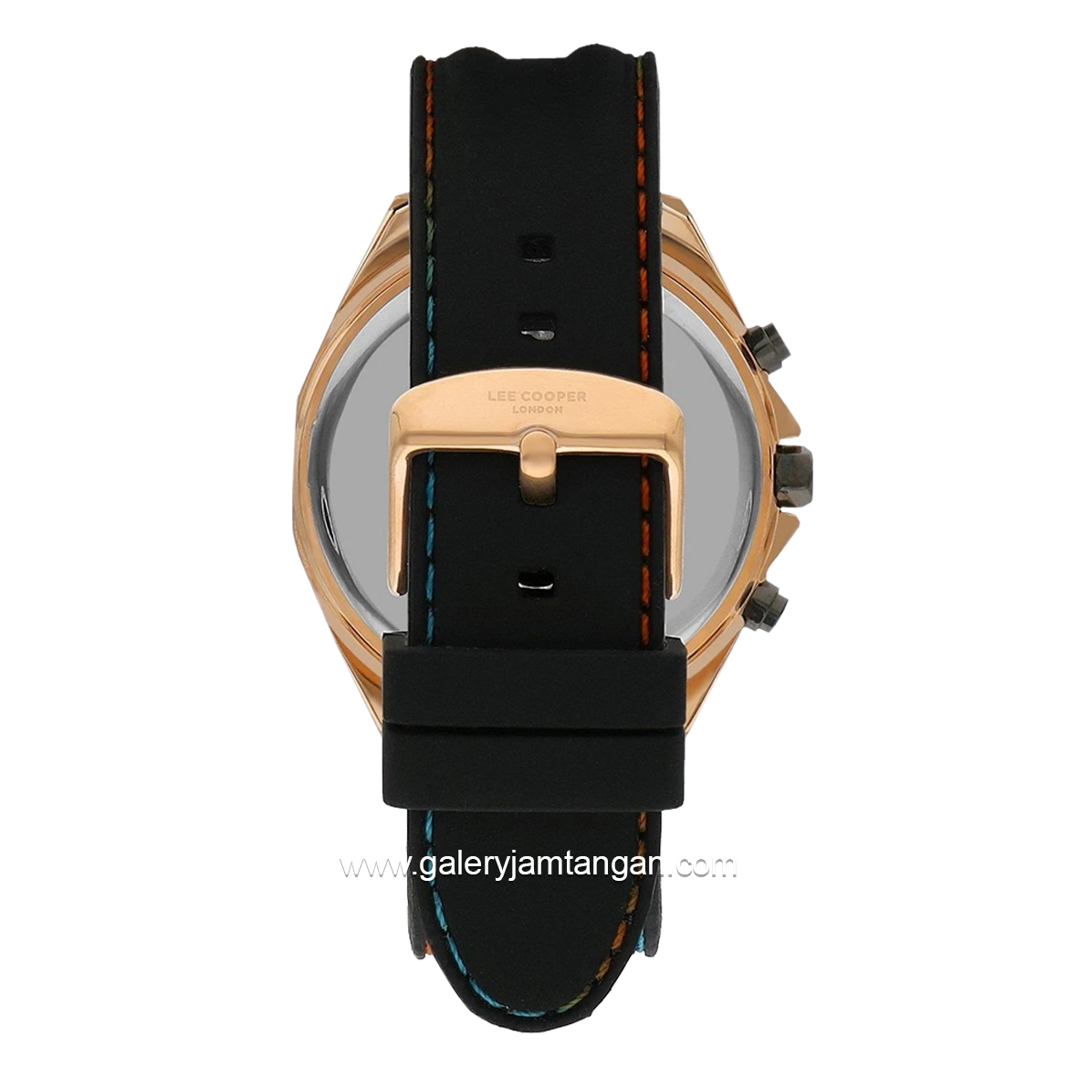 LEE COOPER LC07848.451 Black Rosegold Rubber Strap