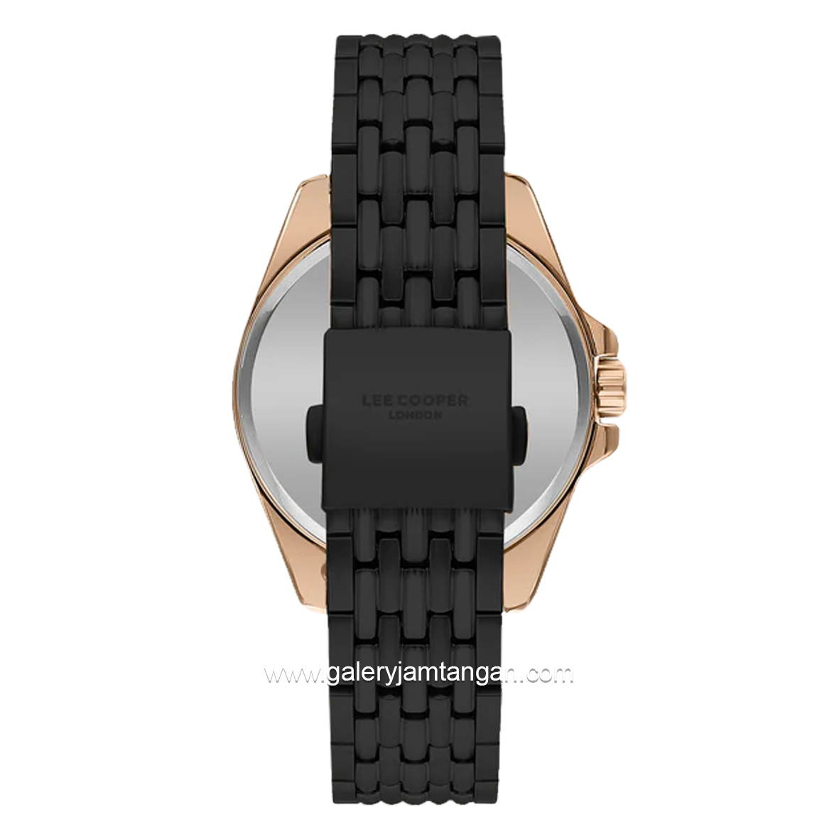 LEE COOPER LC07954.650 Black Rosegold Rubber Strap