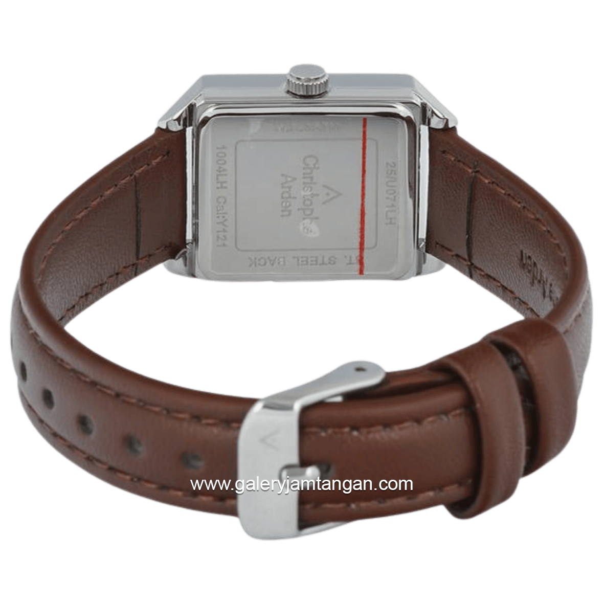 Christophe Arden CA 1004 LH LSSSLBO2 Brown Silver Dial White Leather Strap