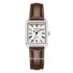 Christophe Arden CA 1004 LH LSSSLBO2 Brown Silver Dial White Leather Strap