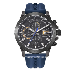 LOFOTEN F-6529MC Blue Black Sapphire Glass Rubber Strap