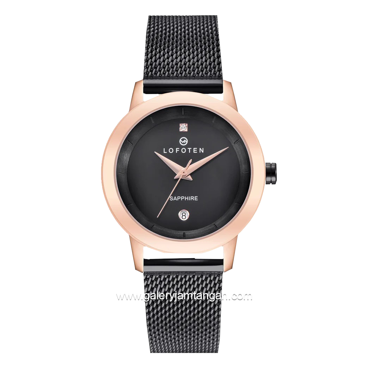 LOFOTEN F-2320L Black Rosegold Shandrope Stainless Steel Strap