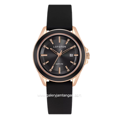 LOFOTEN F-2325L Sapphire Glass Black Rosegold Silicone Strap