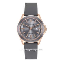 LOFOTEN F-2325L Sapphire Glass Grey Rosegold Silicone Strap