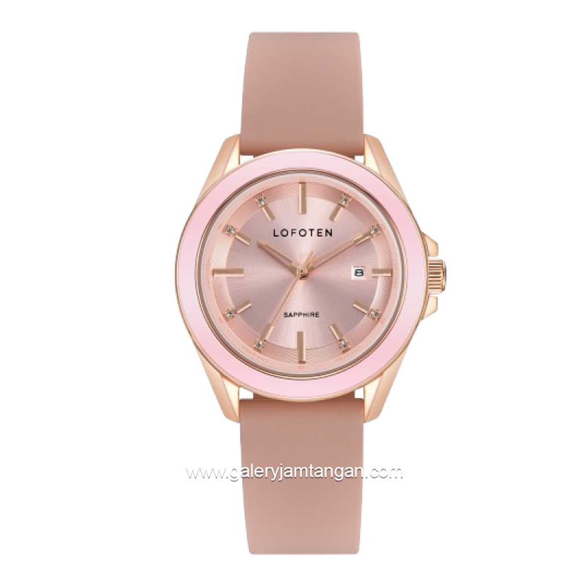 LOFOTEN F-2325L Sapphire Glass Pink Rosegold Silicone Strap