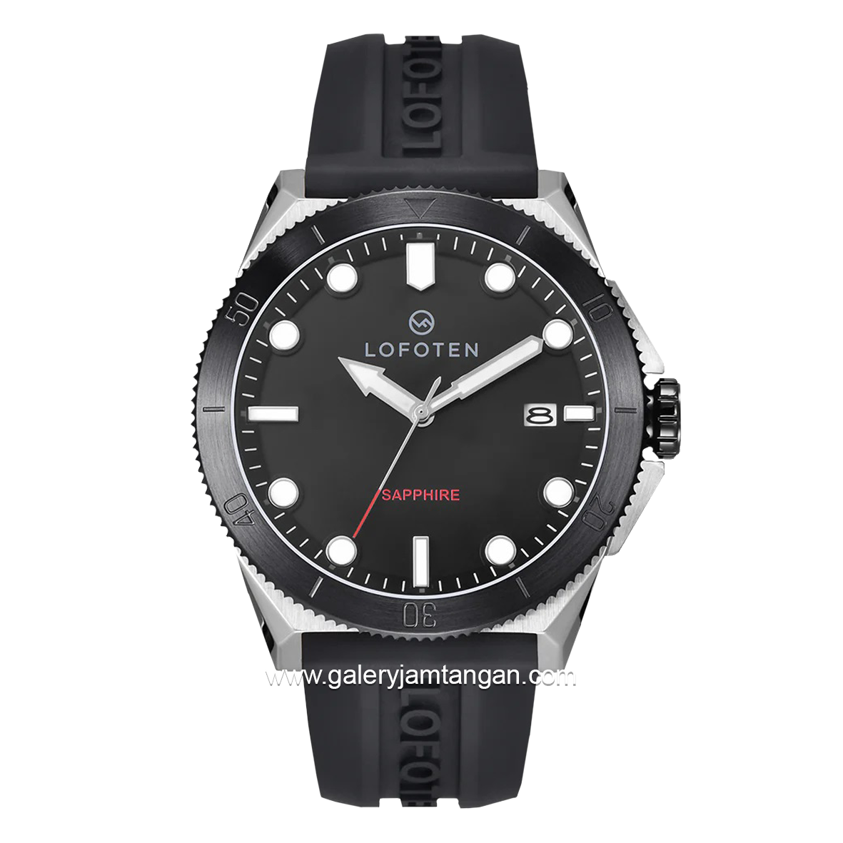 LOFOTEN F-6527M Black Silver Rubber Strap