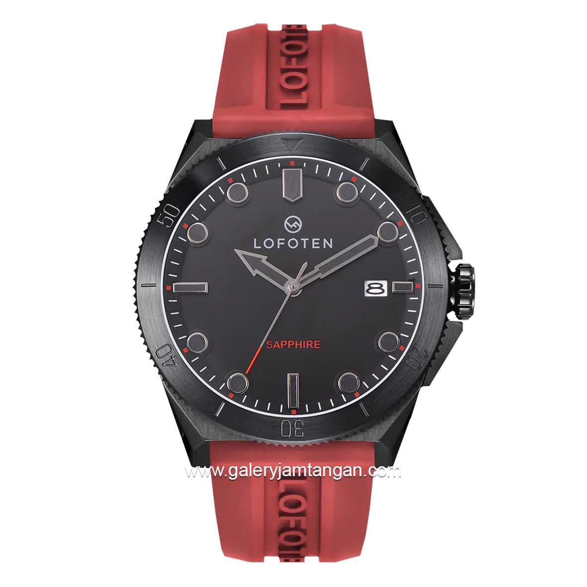 LOFOTEN F-6527M Red Black Rubber Strap