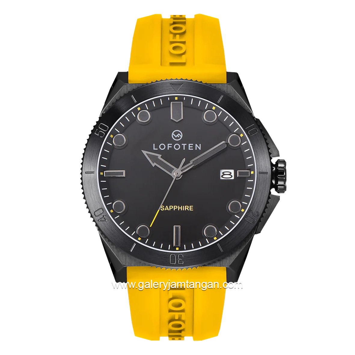 LOFOTEN F-6527M Yellow Black Rubber Strap