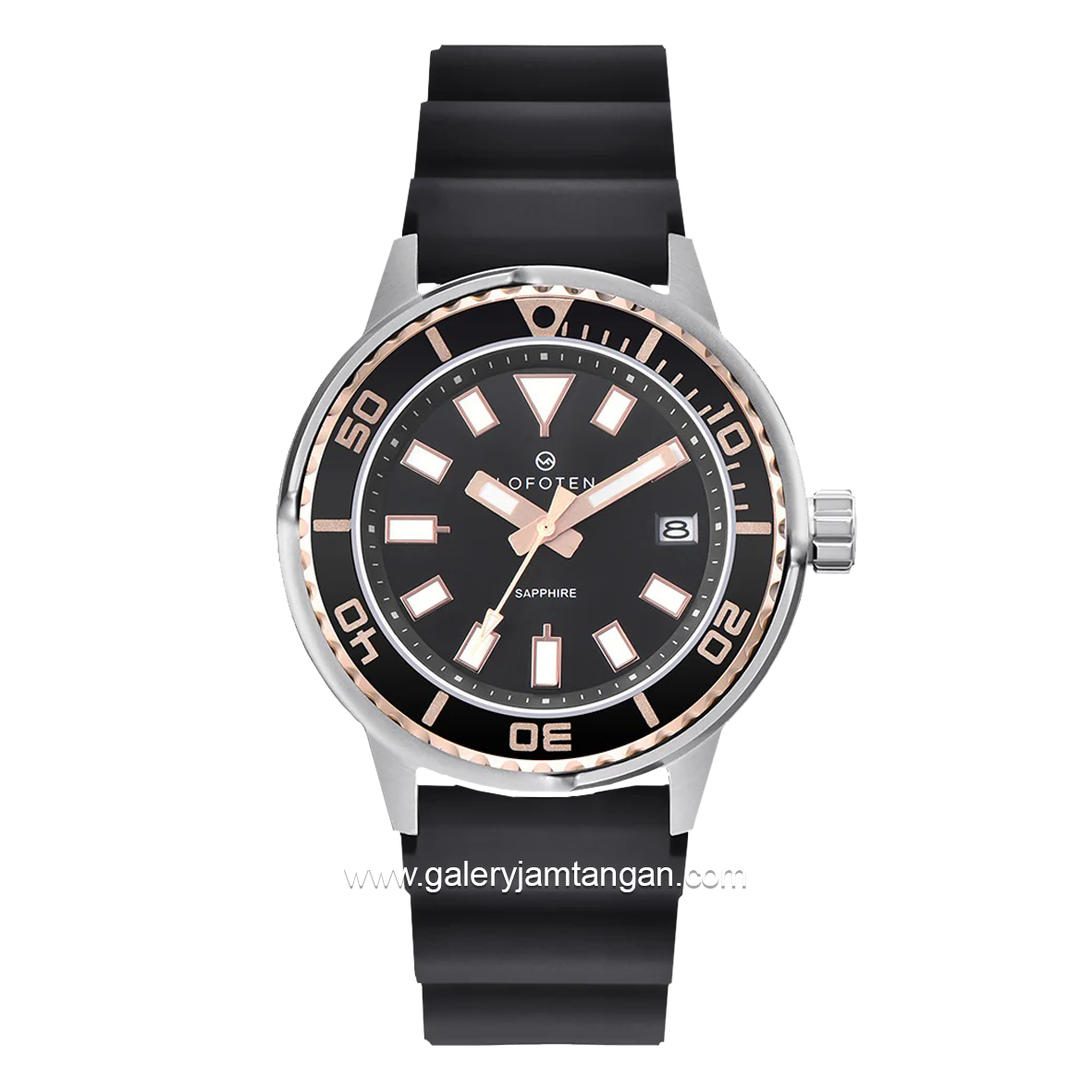 LOFOTEN F-6528MT Black Silver Rubber Strap