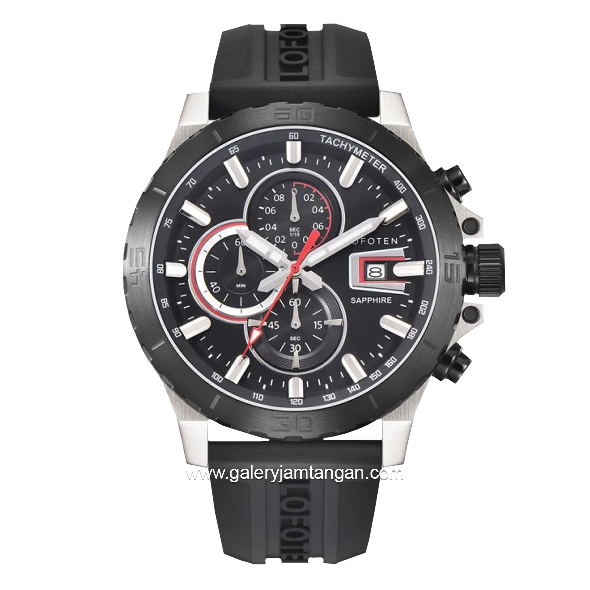 LOFOTEN F-6529MC Black Silver Rubber Strap