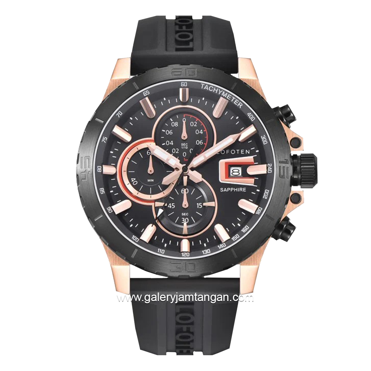 LOFOTEN F-6529MC Black Rosegold Rubber Strap