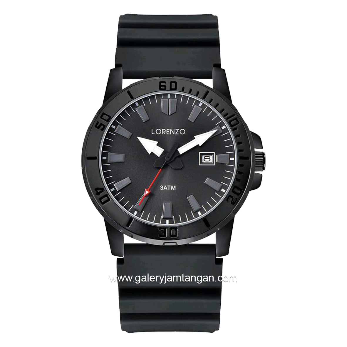 LORENZO R 6105 MT Full Black Rubber Strap