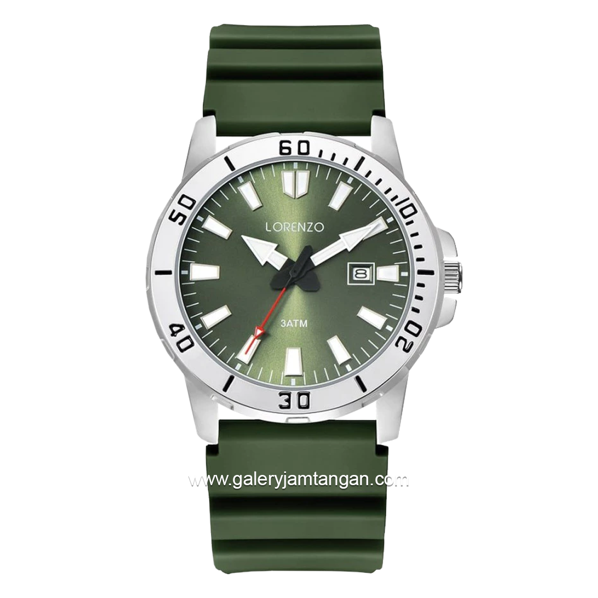 LORENZO R 6105 MT Green Silver Rubber Strap