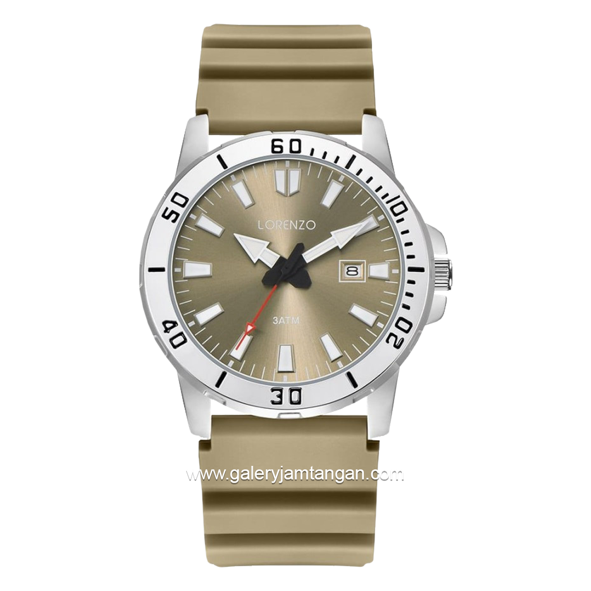 LORENZO R 6105 MT Ivory Silver Rubber Strap