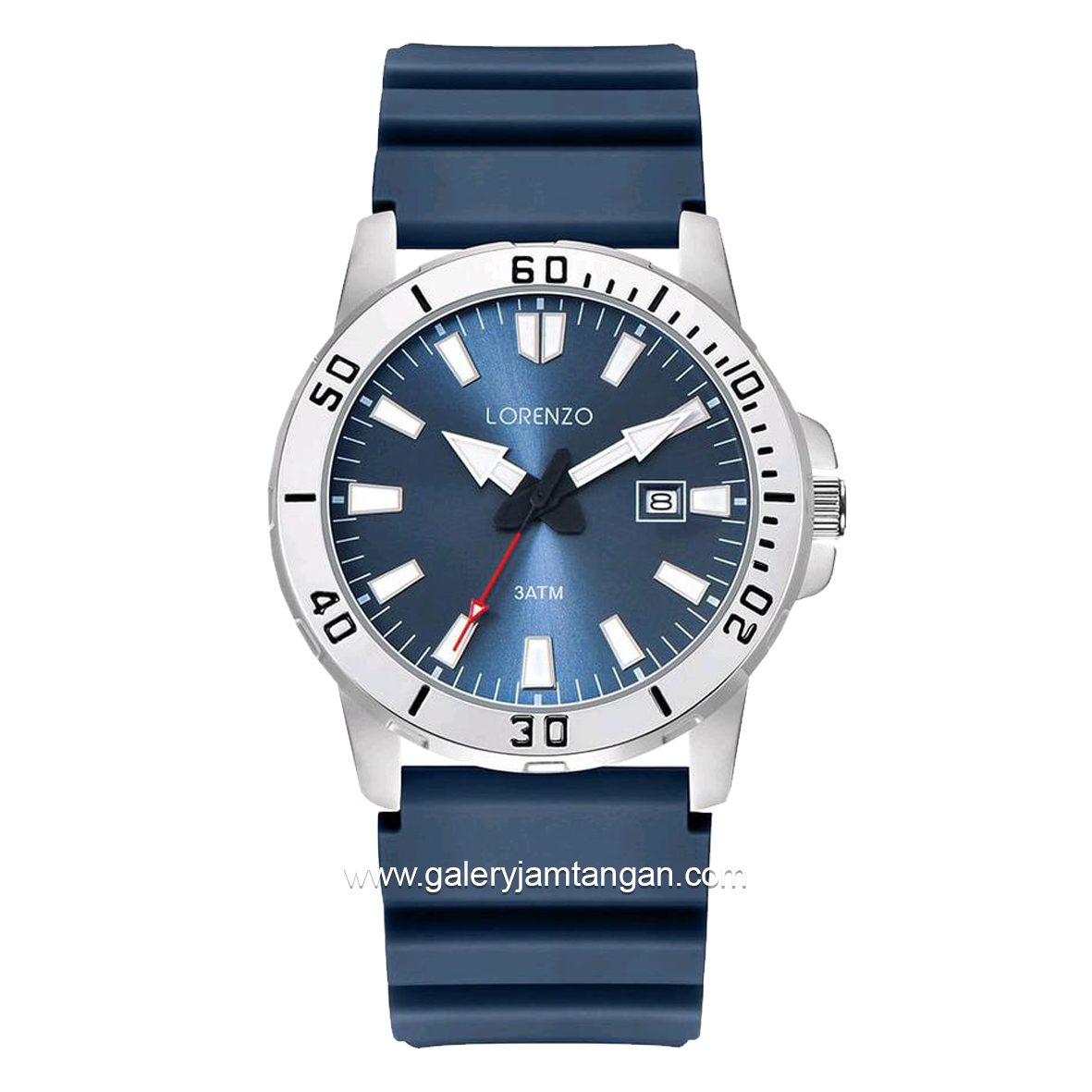 LORENZO R 6105 MT Navy Silver Rubber Strap