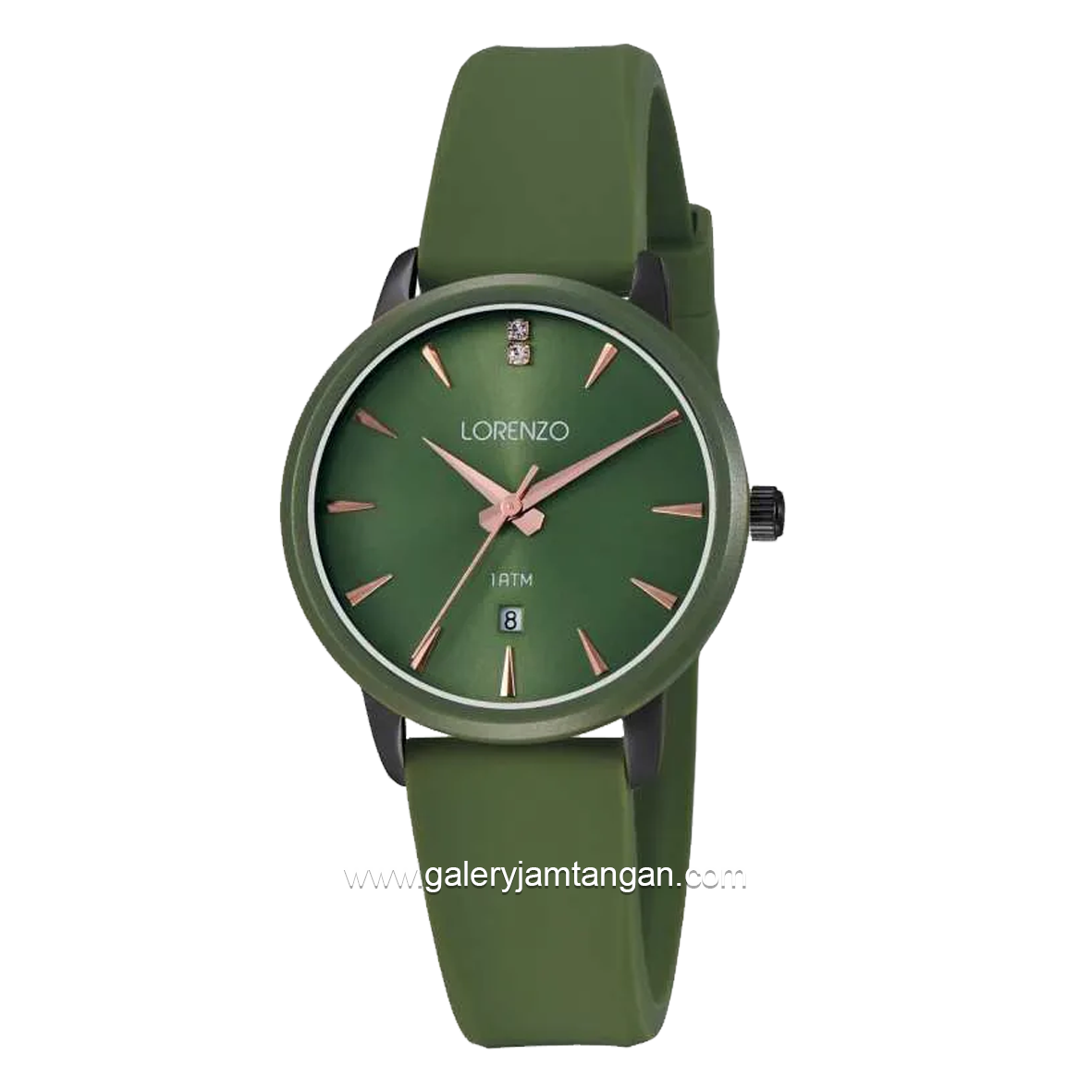 LORENZO R 7127 L Full Green Rubber Strap