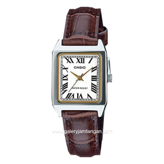 Casio General LTP-V007L-7B2UDF Brown Silver Dial White Leather Strap