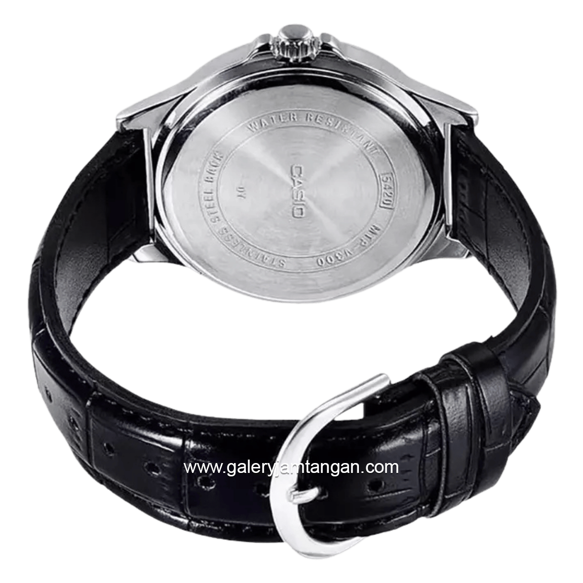 CASIO LTP-V300L-1AUDF Black Silver Dial Black Leather Strap