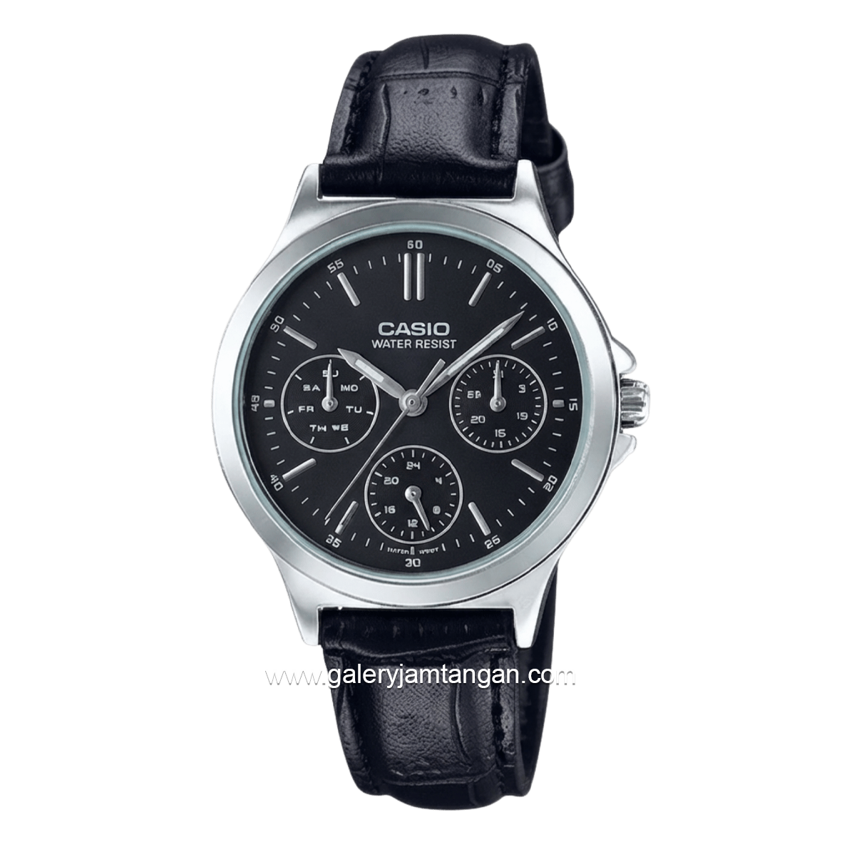 CASIO LTP-V300L-1AUDF Black Silver Dial Black Leather Strap