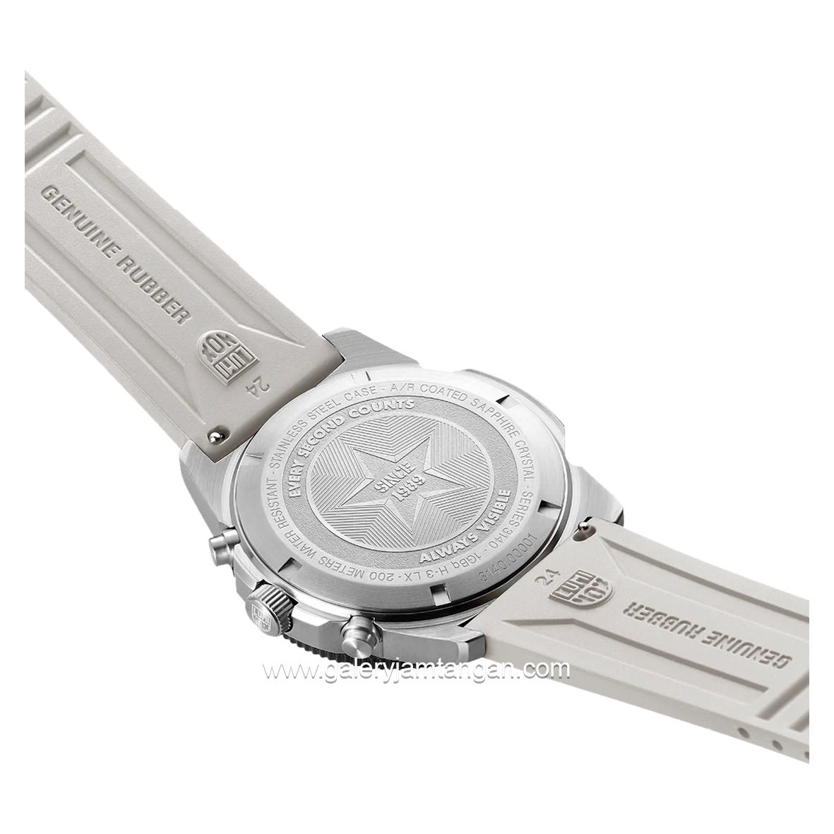 LUMINOX XS.3141 White Silver Genuine Rubber Chronograph Swiss Made