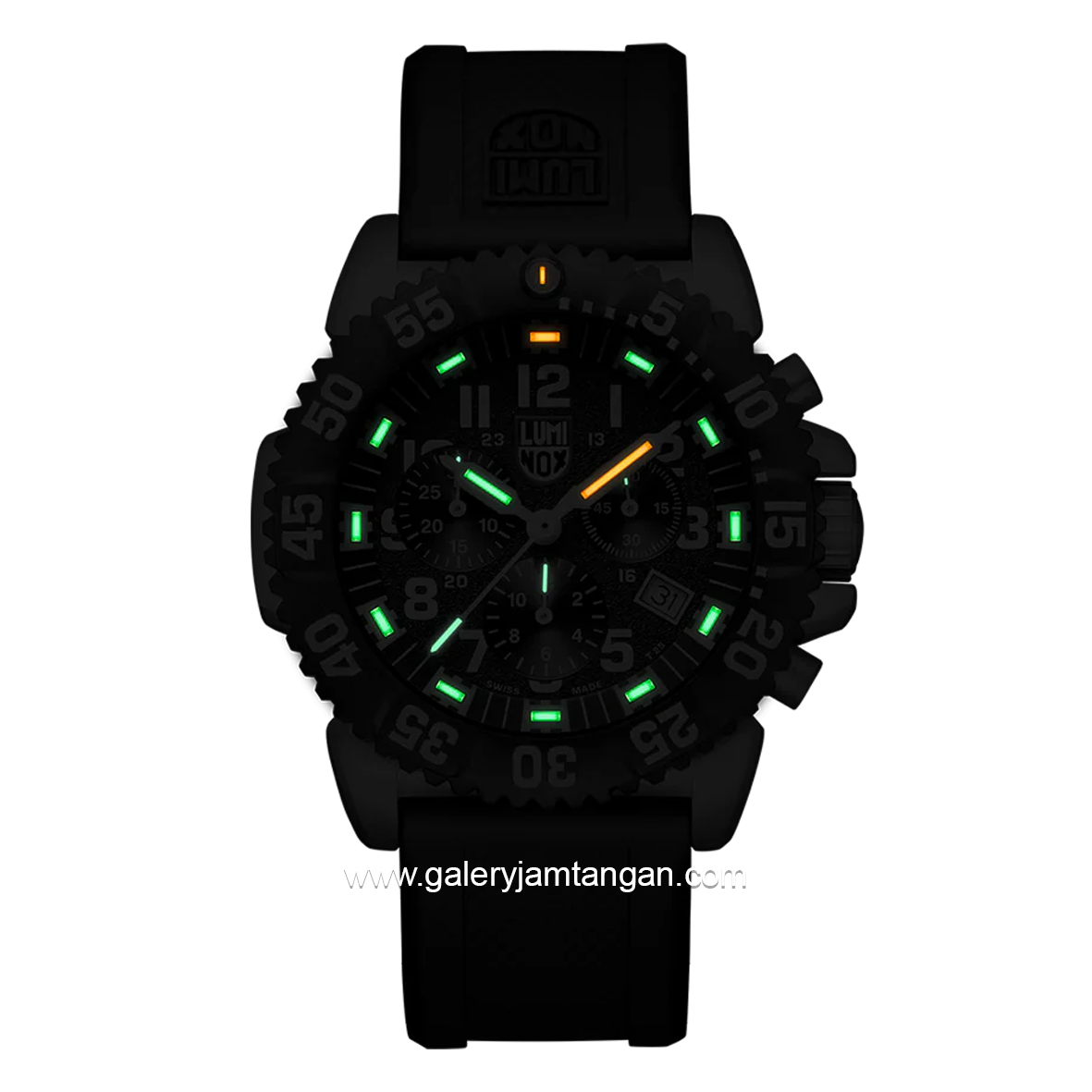 LUMINOX XS.3181.F Black Silver Genuine Rubber Chronograph Swiss Made