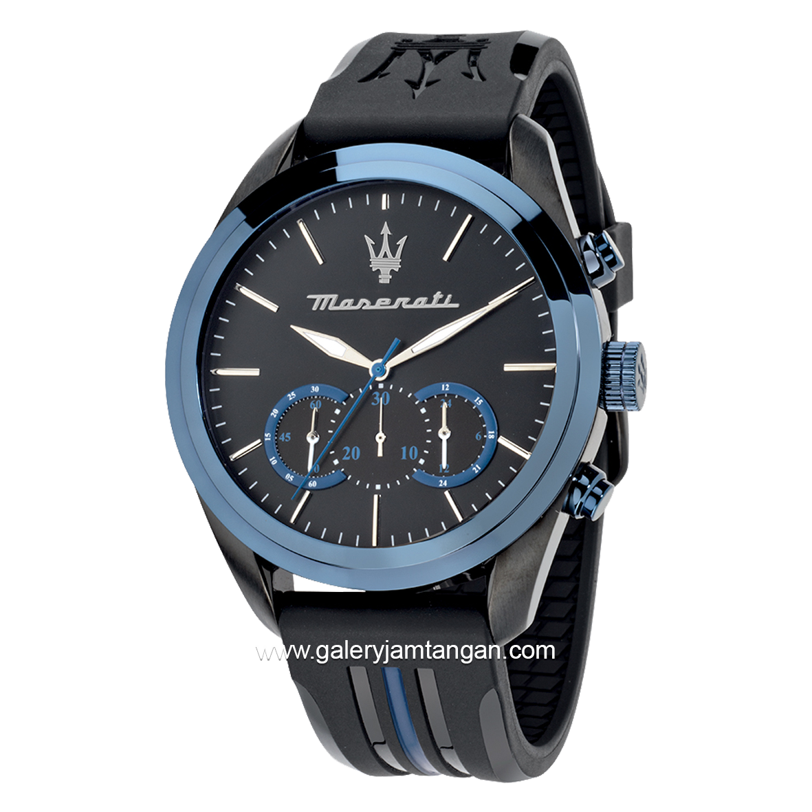 MASERATI TRAGUARDO R8871612006 Black Ring Blue Chronograph Rubber ...