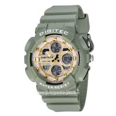 DIGITEC MDA-3033T Green Dial Gold Digital Analog Rubber Strap