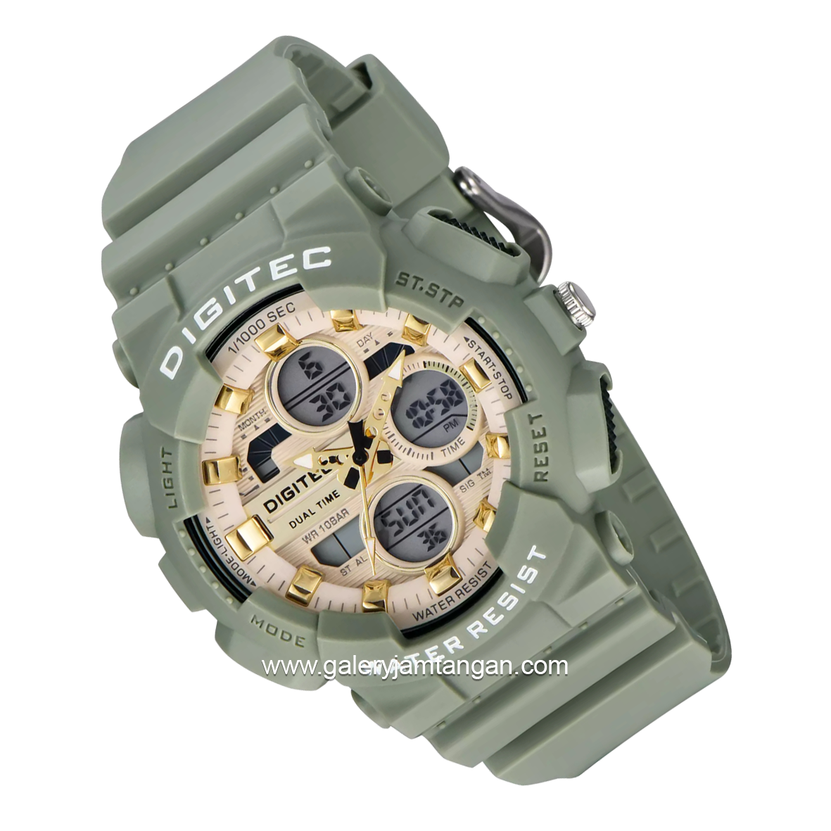 DIGITEC MDA-3033T Green Dial Gold Digital Analog Rubber Strap