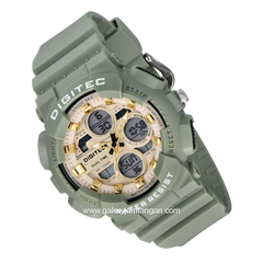 DIGITEC MDA-3033T Green Dial Gold Digital Analog Rubber Strap