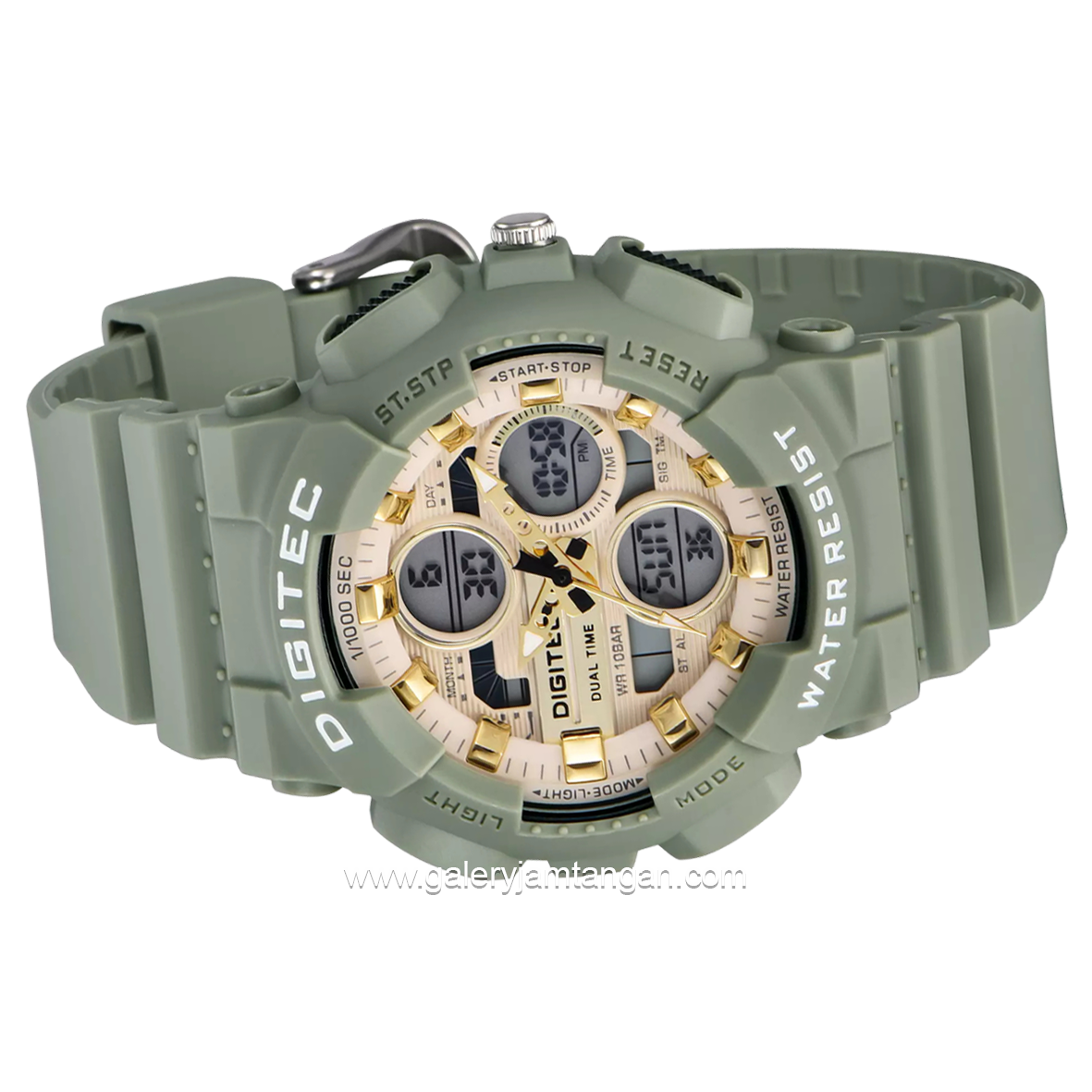 DIGITEC MDA-3033T Green Dial Gold Digital Analog Rubber Strap