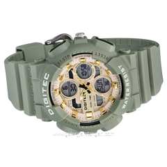 DIGITEC MDA-3033T Green Dial Gold Digital Analog Rubber Strap