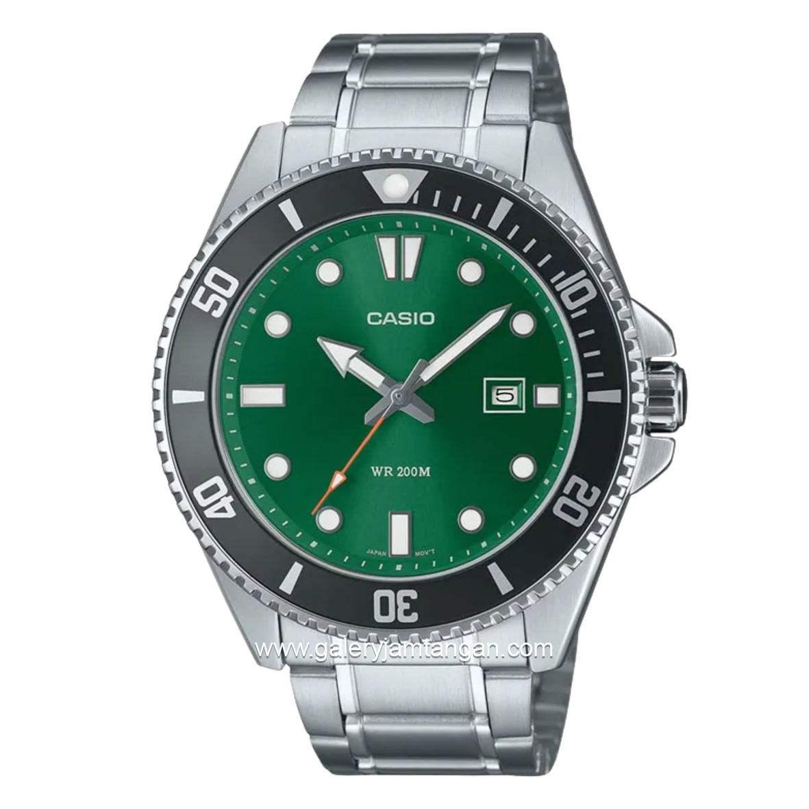CASIO MDV-107D-3A2VDF Silver Dial Green Stainless Steel Strap