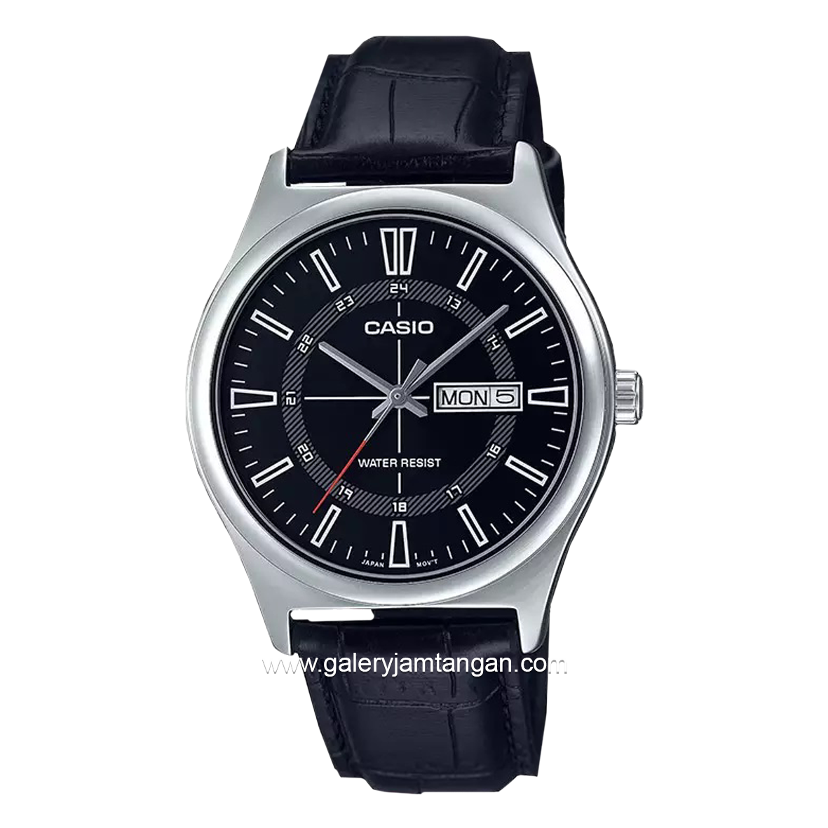 Casio General MTP-V006L-1CUDF Black Silver Leather Strap