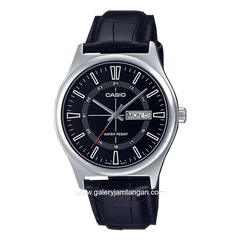 Casio General MTP-V006L-1CUDF Black Silver Leather Strap