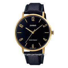 CASIO MTP-VT01GL-1B2UDF Black Gold Leather Strap