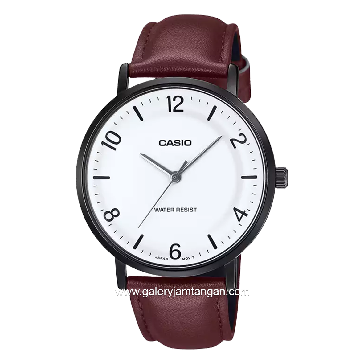 CASIO MTP-VT03BL-7BDF Brown Dial White Leather Strap
