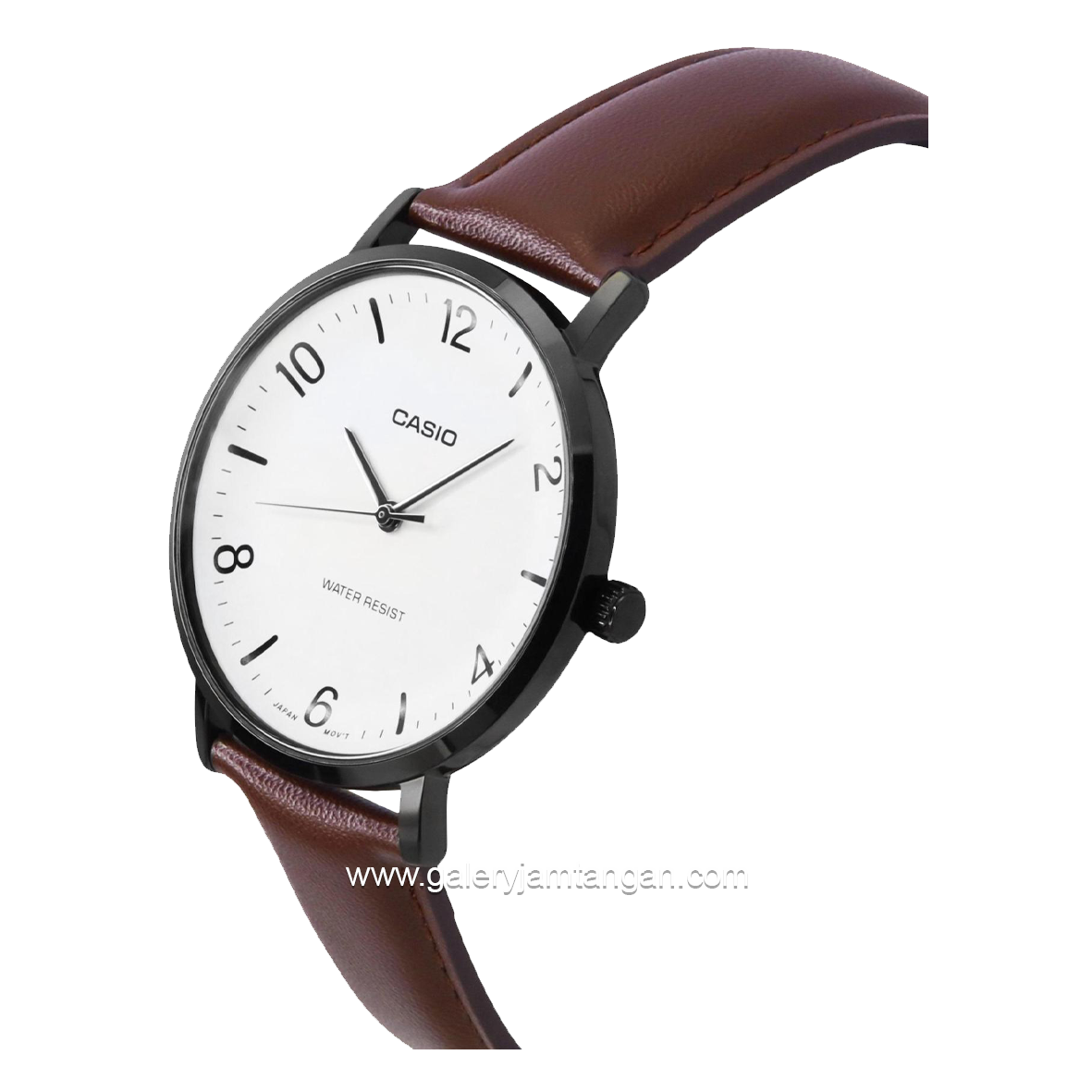 CASIO MTP-VT03BL-7BDF Brown Dial White Leather Strap