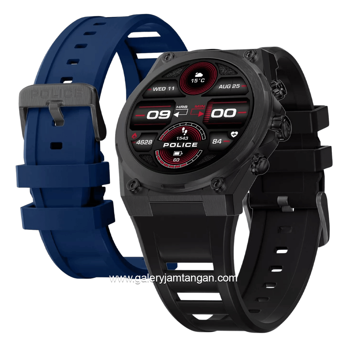 POLICE MY.AVATAR.2 PEIUN00003X1 Smartwatch Black Blue Silicone + Extra Strap