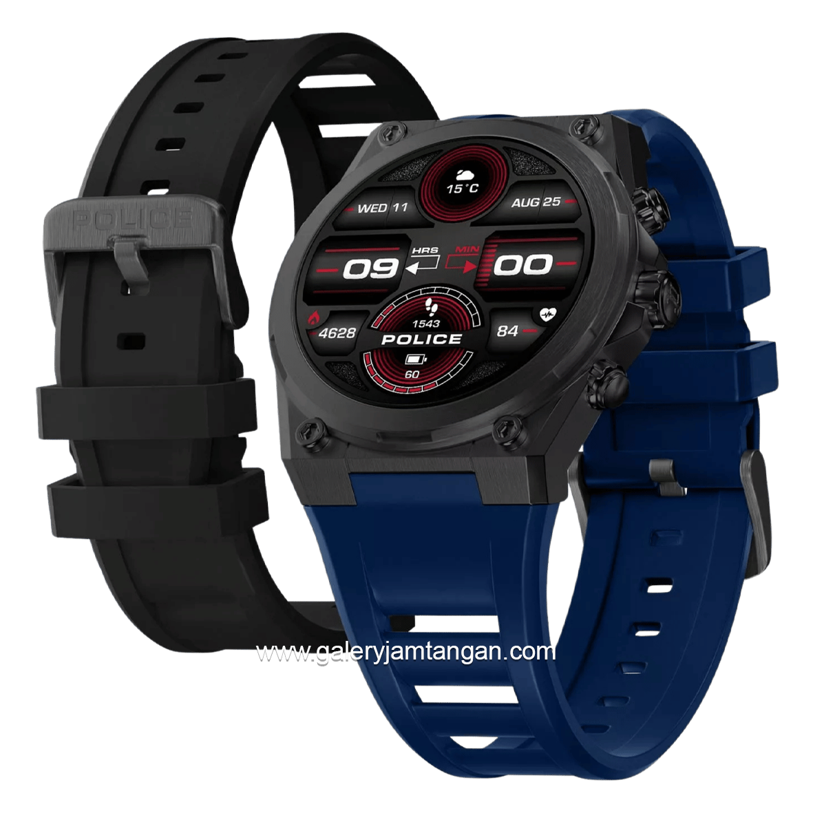 POLICE MY.AVATAR.2 PEIUN00003X1 Smartwatch Black Blue Silicone + Extra Strap