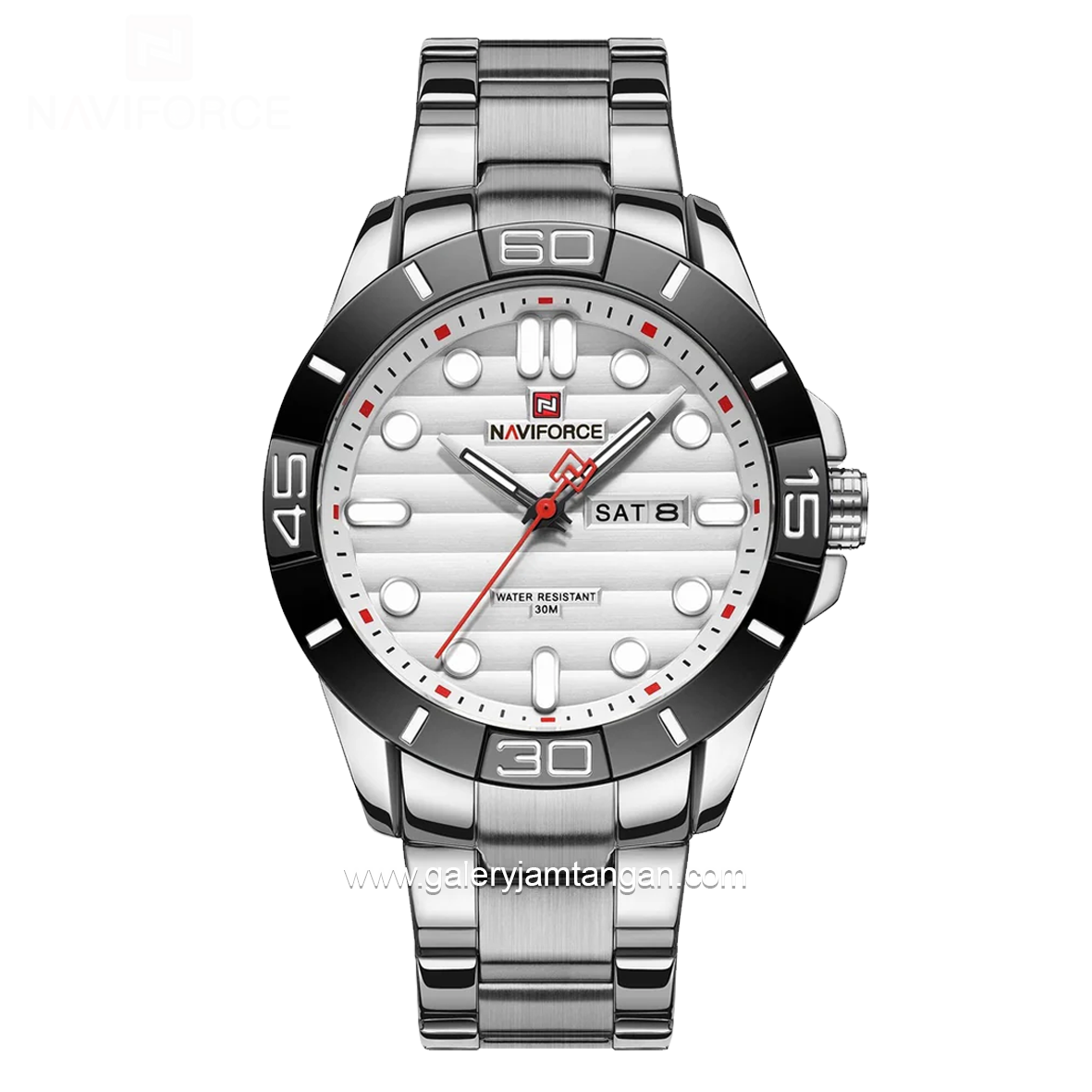 NAVIFORCE NF-9198 Silver Black Stainless Steel