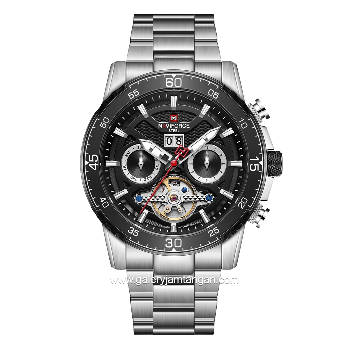 NAVIFORCE NF-1001MA Silver Dial Black Stainless Steel Strap