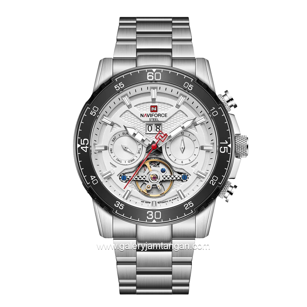 NAVIFORCE NF-1001MA Silver Dial White Stainless Steel Strap