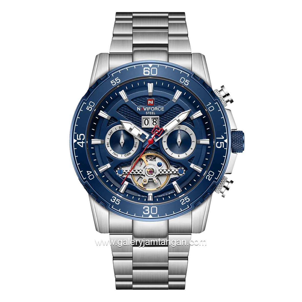 NAVIFORCE NF-1001MA Silver Dial Navy Stainless Steel Strap