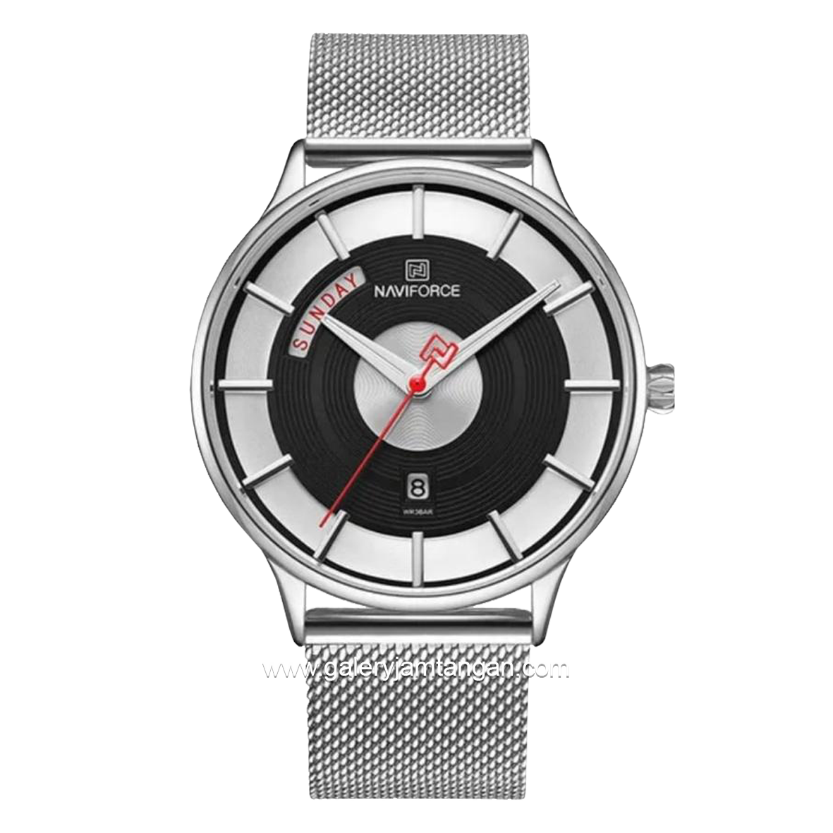 NAVIFORCE NF-3007 Silver Black Sandrope Strap