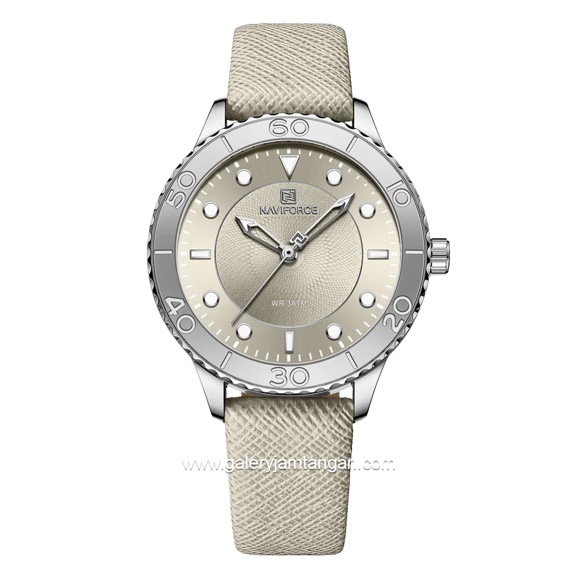 NAVIFORCE NF-5020L Grey Silver Leather Strap
