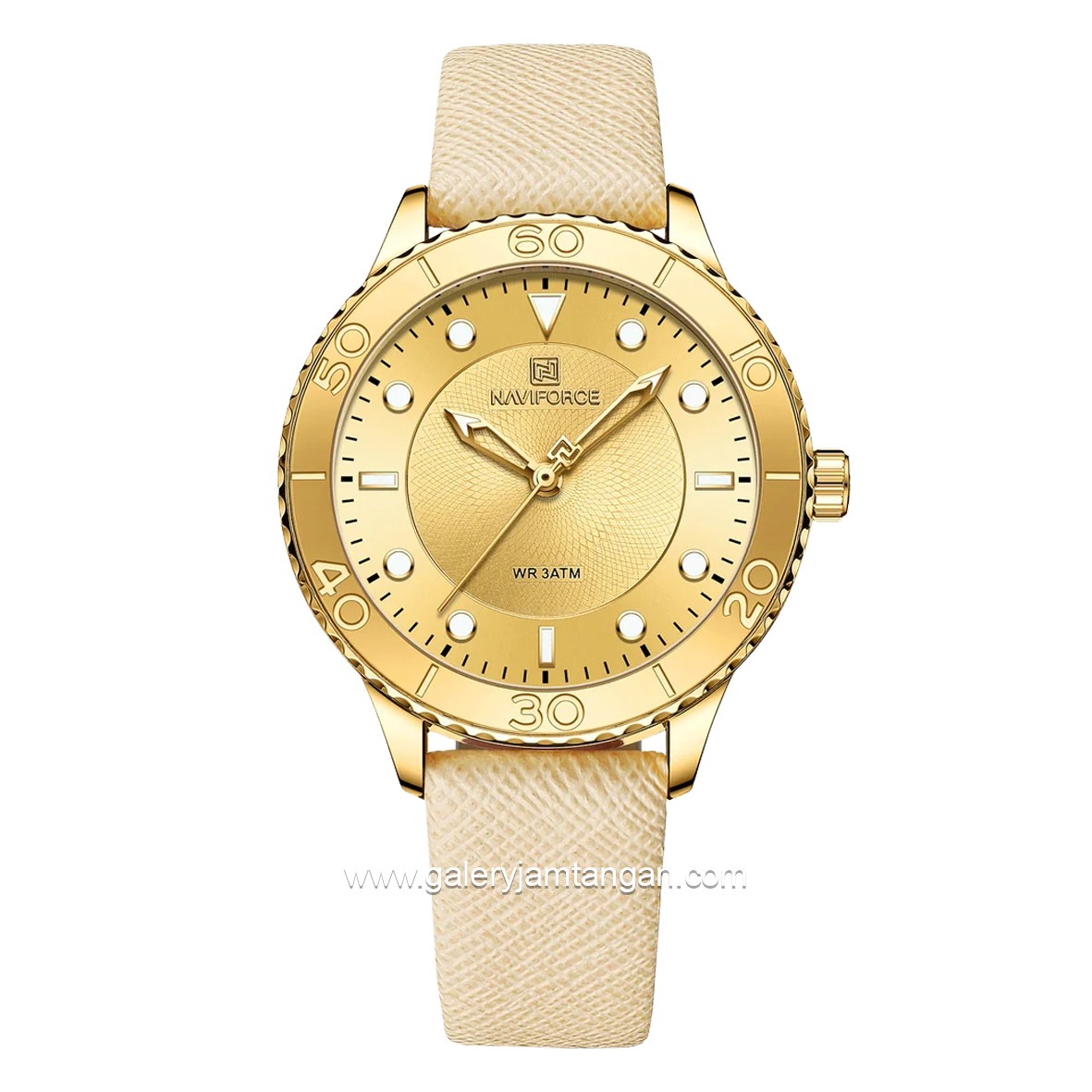 NAVIFORCE NF-5020L Ivory Dial Gold Leather Strap
