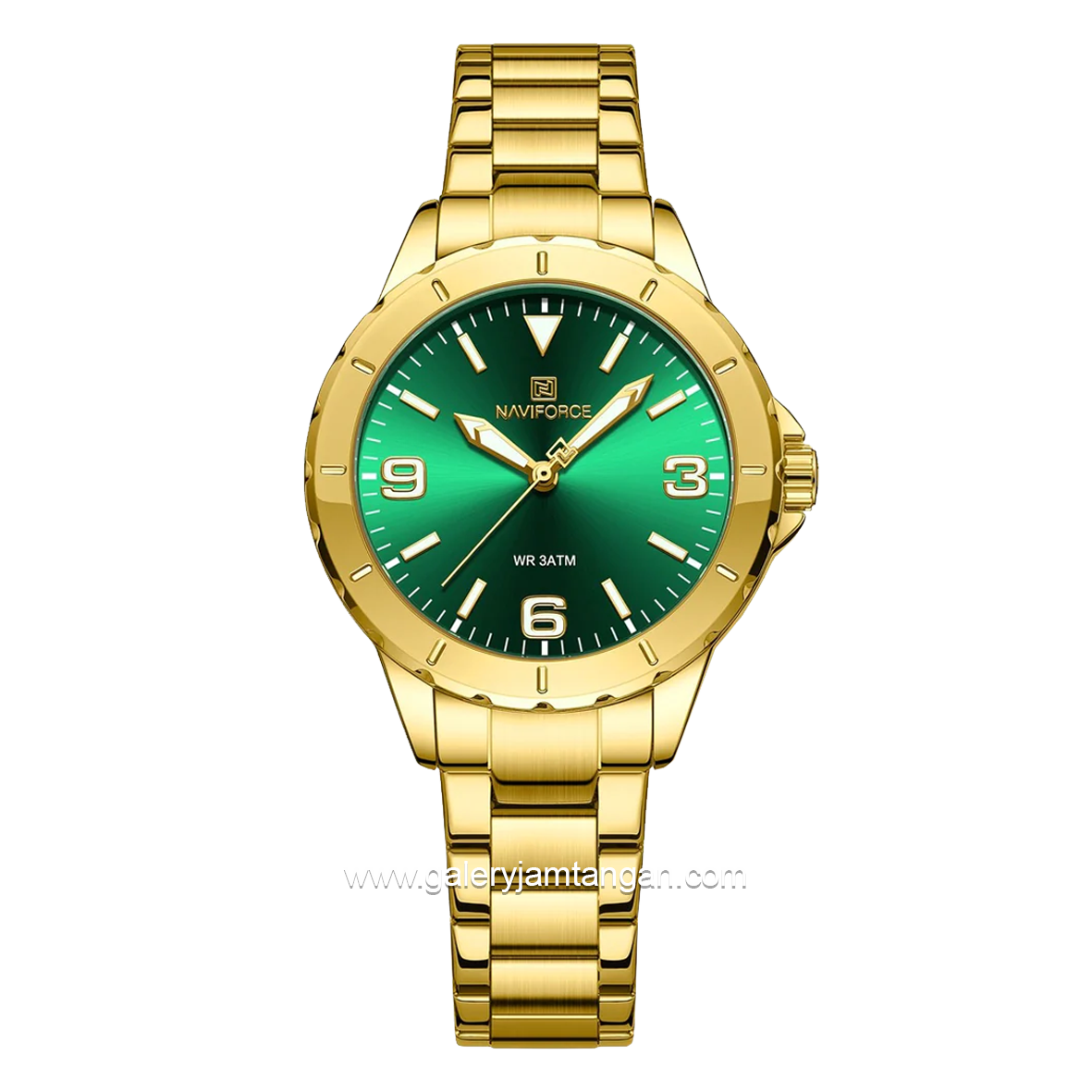 NAVIFORCE NF-5022L Women's Watch Gold Dial Green Stainless Steel