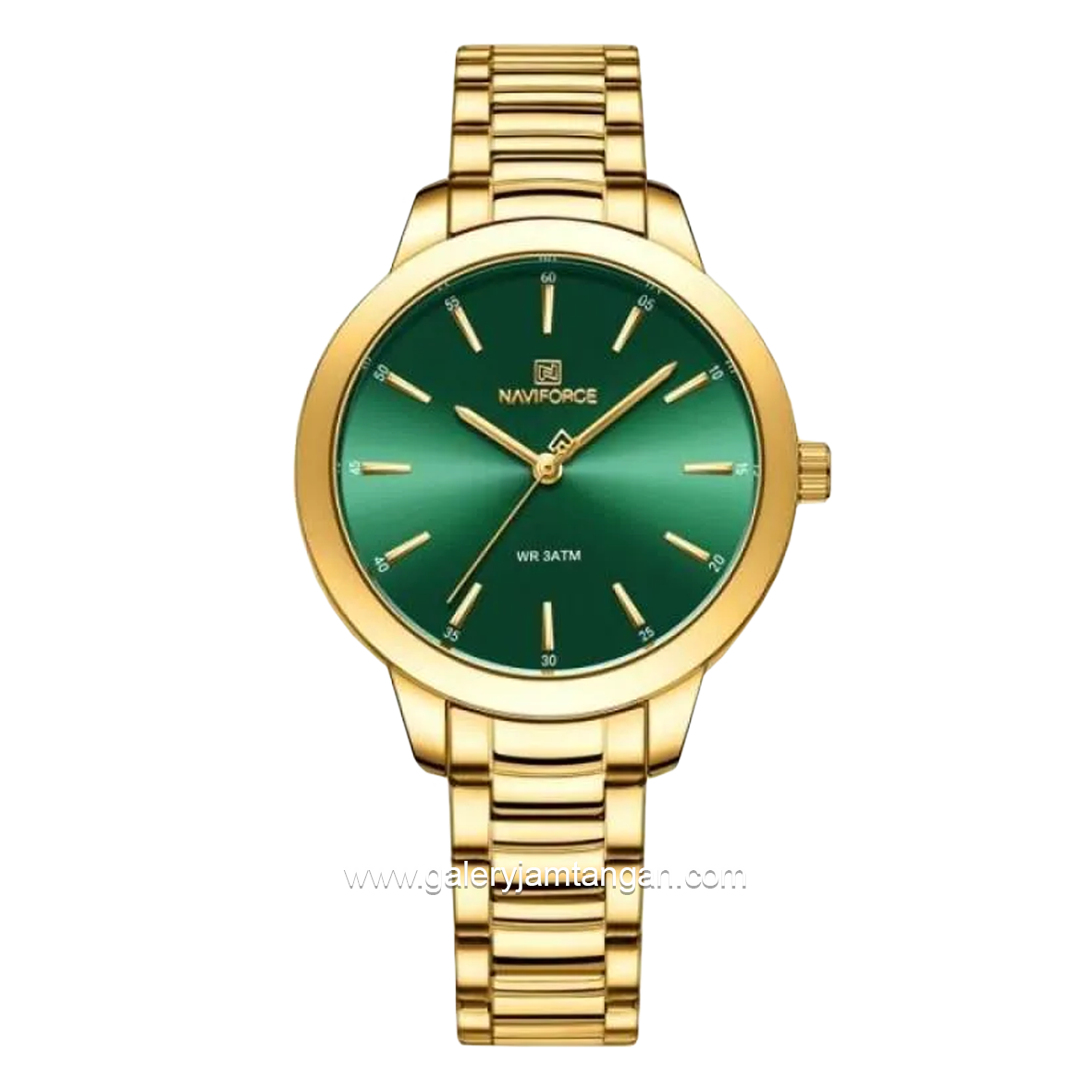 NAVIFORCE NF-5025L Gold Dial Green Stainless Steel Strap