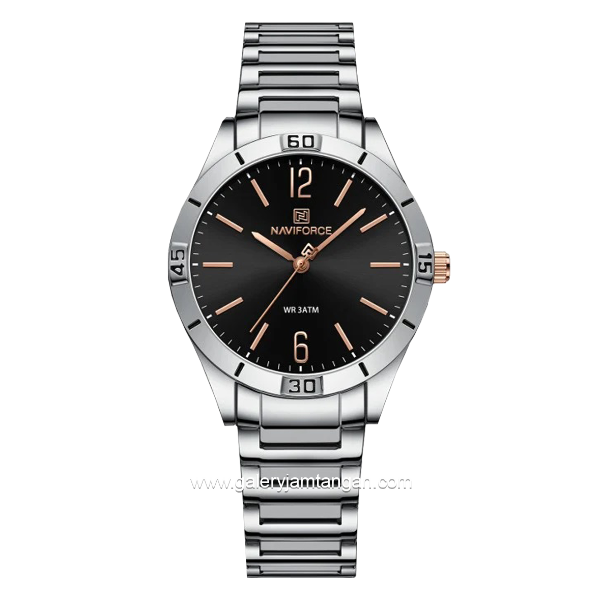 NAVIFORCE NF-5029L Silver Dial Black Stainless Steel Strap